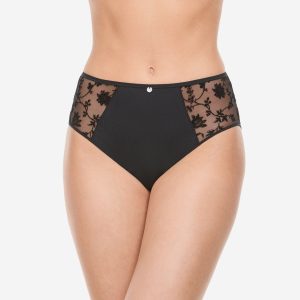 Braga Avet 32111 negra de tiro medio con laterales transparentes florales