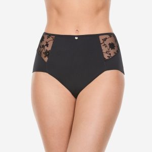 Braga alta Avet 37111 negra con laterales transparentes de terciopelo floral