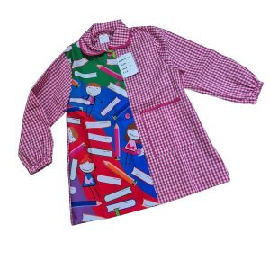 bata-colegio-infantil-cuadro-fucsia-botones-cuello