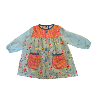 Bata-colegio-infantil-flores-azul