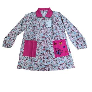 bata-colegio-infantil-flor-mariposa-fucsia-botones