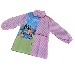 Bata-escolar-infantil-bluey-rosa-cuadro-toston