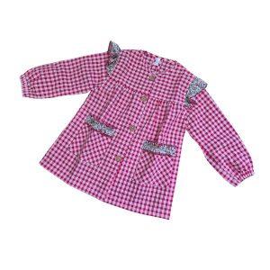 bata-escolar-infantil-vichy-cuadros-flores-fucsia-merceria-sandra
