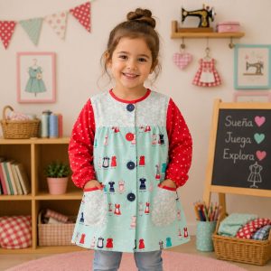 bata-escolar-algodon-verde-vestidos