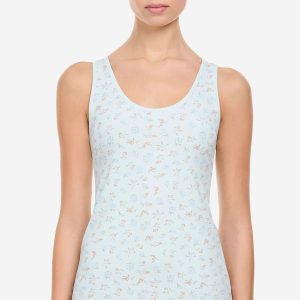 Camiseta Avet 75019 de tirante ancho gris con florecitas